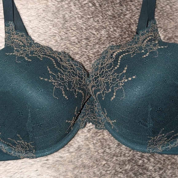 SPANX Undie-tectable Lace Push Up Plunge Bra Green Women's 36DD - Picture 4 of 6